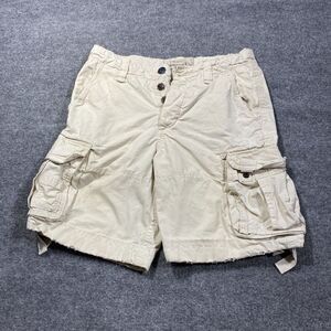 Abercrombie & Fitch Cargo Shorts Mens 30 Beige Distressed Y2K Heavy Paratrooper